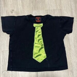 Rock N Rags Black T-Shirt with Green Tie Design